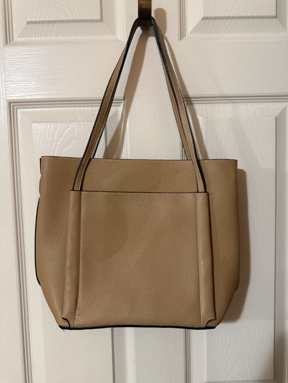 LOVEVOOK Taupe Structured Tote with Double Shoulder Straps FFF